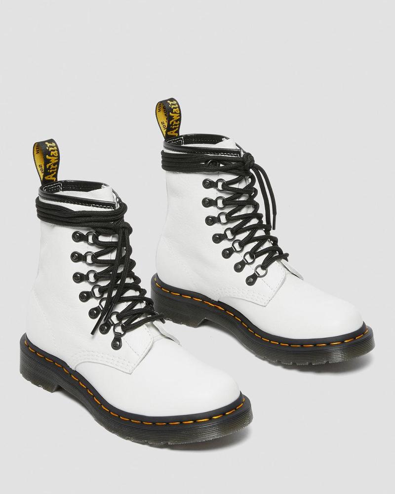 Dr Martens 1460 Laced Virginia Leren Veterlaarzen Dames Wit | NL 606TCE